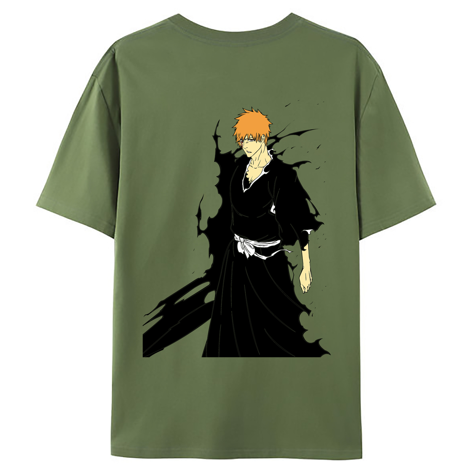 （画像用） ブリーチ 黒崎一護（くろさき いちご）BLEACH Kurosaki Ichigo 綿100％ メンズ半袖Tシャツ（バックプリント） 通気性